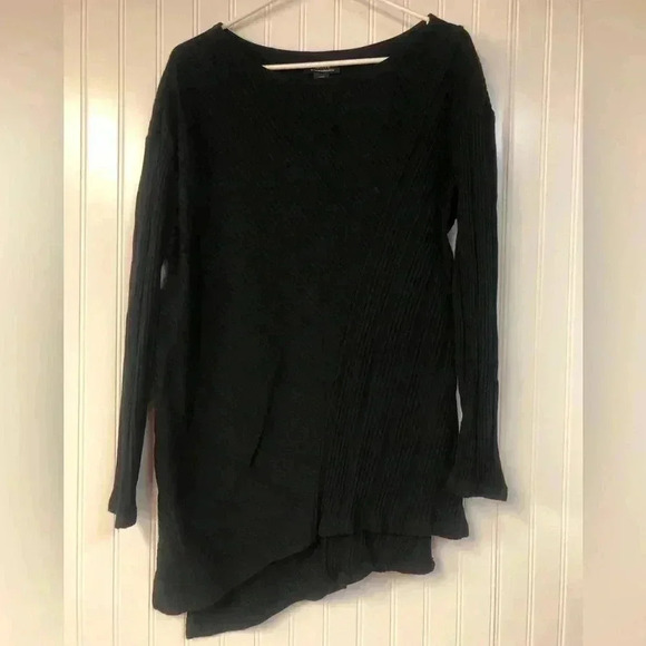 Anthropologie Maeve Asymmetrical Long Black Sweater Size Medium Thick Knit - Picture 6 of 8